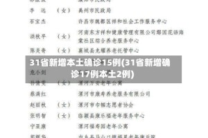 31省新增本土确诊15例(31省新增确诊17例本土2例)