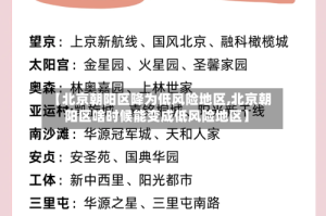 【北京朝阳区降为低风险地区,北京朝阳区啥时候能变成低风险地区】
