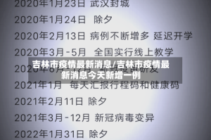 吉林市疫情最新消息/吉林市疫情最新消息今天新增一例