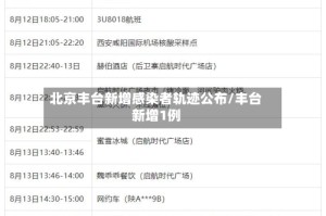 北京丰台新增感染者轨迹公布/丰台新增1例