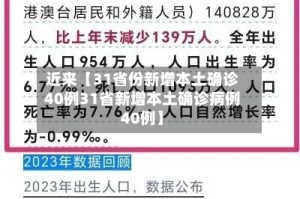 近来【31省份新增本土确诊40例31省新增本土确诊病例40例】