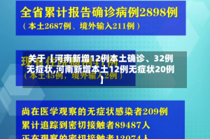 关于【河南新增12例本土确诊、32例无症状,河南新增本土12例无症状20例】