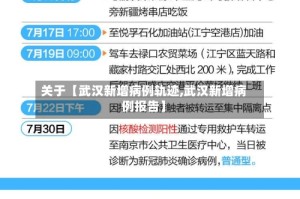 关于【武汉新增病例轨迹,武汉新增病例报告】