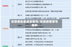 安徽感染者或非零号/安徽疫情零号病例