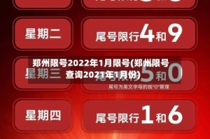 郑州限号2022年1月限号(郑州限号查询2021年1月份)