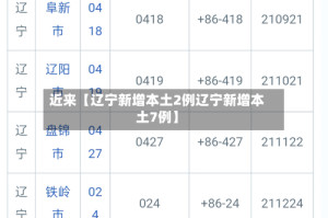 近来【辽宁新增本土2例辽宁新增本土7例】
