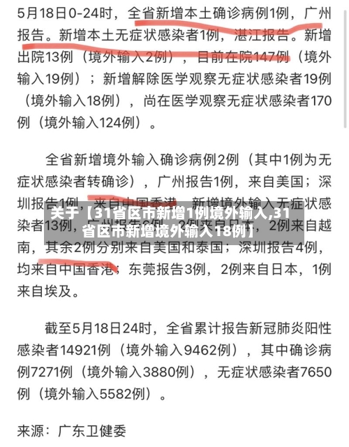 关于【31省区市新增1例境外输入,31省区市新增境外输入18例】-第1张图片