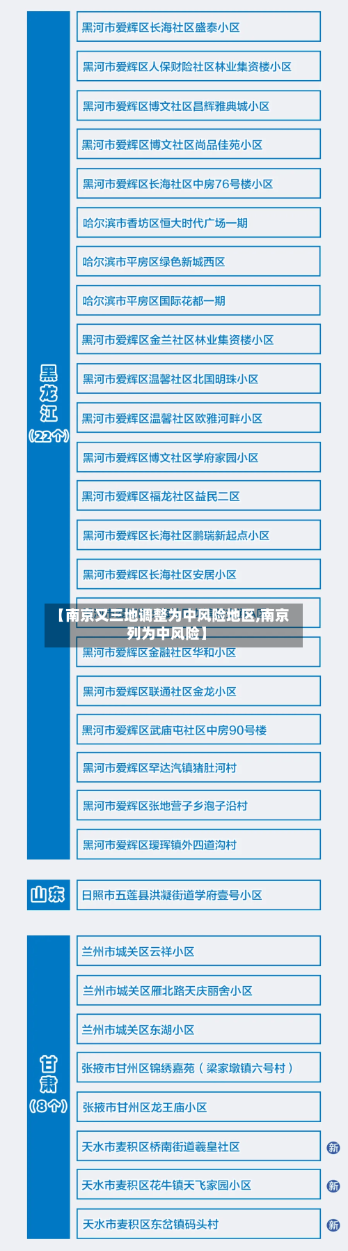 【南京又三地调整为中风险地区,南京列为中风险】-第1张图片
