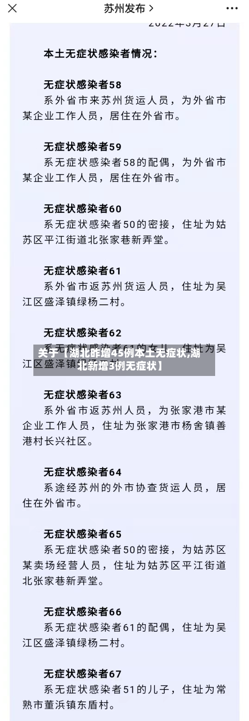 关于【湖北昨增45例本土无症状,湖北新增3例无症状】-第1张图片