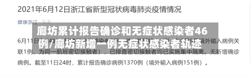 廊坊累计报告确诊和无症状感染者46例/廊坊新增一例无症状感染者轨迹-第1张图片